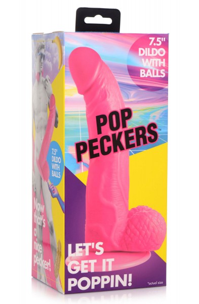 Pop Pecker 7.5 Inch Dildo With Balls - Pink