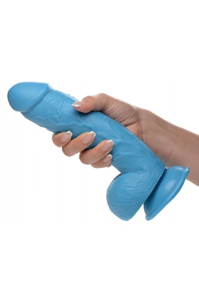Pop Pecker 8.25 Inch Dildo With Balls - Blue