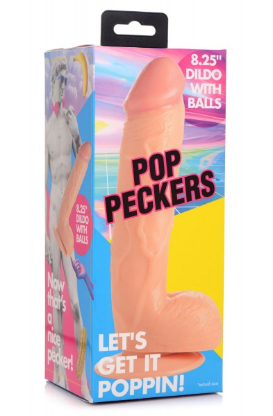 Pop Pecker 8.25 Inch Dildo With Balls - Light