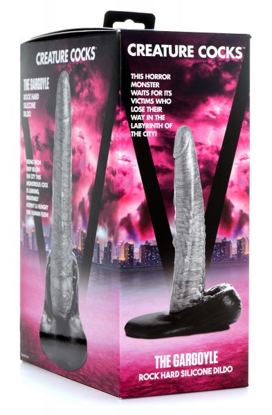 The Gargoyle Rock Hard Silicone Dildo -  Silver