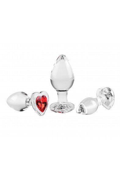 Red Heart Gem Glass Plug Set