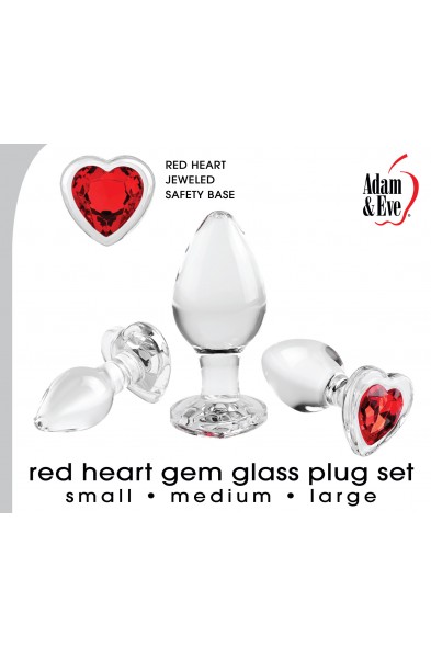 Red Heart Gem Glass Plug Set