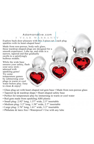 Red Heart Gem Glass Plug Set