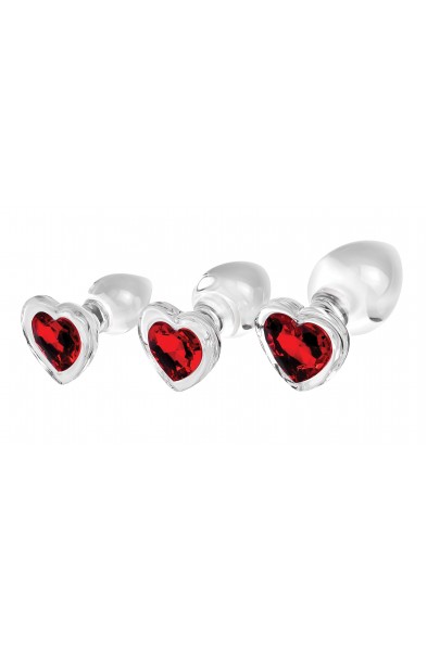Red Heart Gem Glass Plug Set