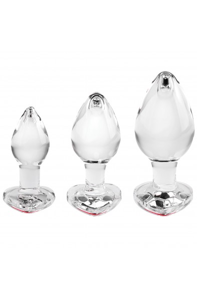 Red Heart Gem Glass Plug Set