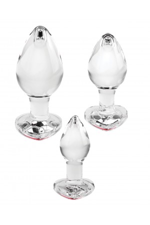 Red Heart Gem Glass Plug Set