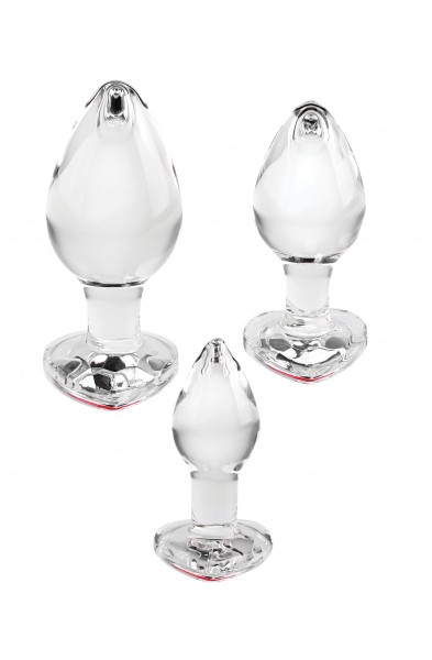 Red Heart Gem Glass Plug Set