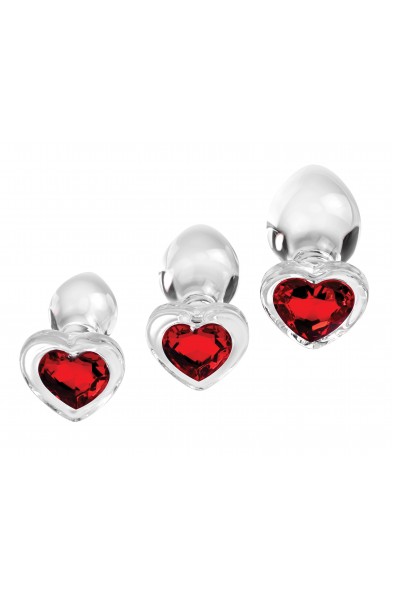 Red Heart Gem Glass Plug Set