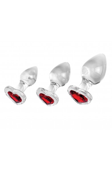 Red Heart Gem Glass Plug Set