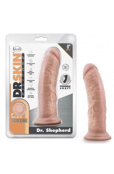 Dr. Skin Silicone - Dr. Shepherd - 8 Inch Dildo With Suction Cup - Vanilla