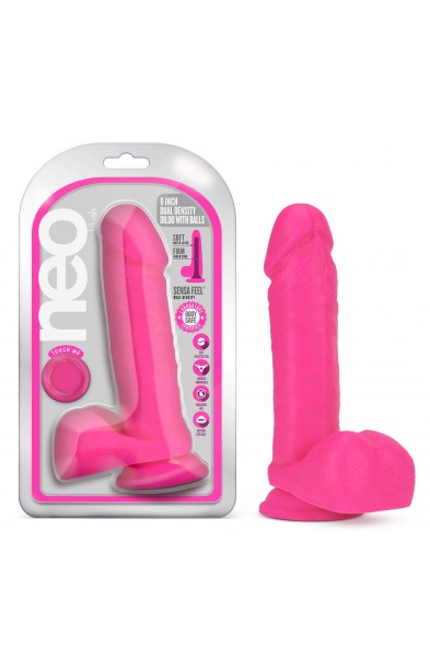 Neo - 8 Inch Dual Density Dildo - Neon Pink