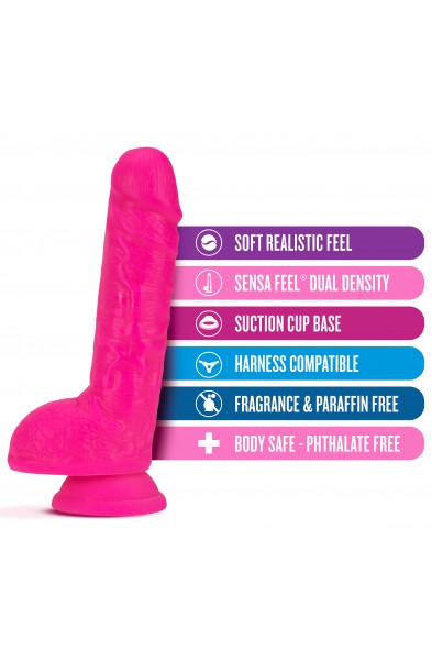 Neo - 9 Inch Dual Density Dildo - Neon Pink