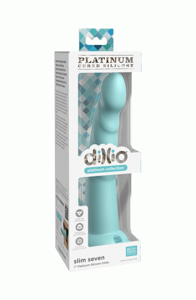 Dillio Platinum - Slim Seven 7 Inch Dildo - Teal