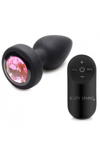 28x Silicone Vibrating Pink Gem Anal Plug With  Remote - Small