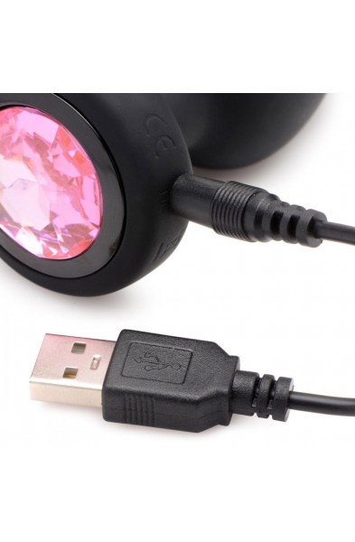 28x Silicone Vibrating Pink Gem Anal Plug With  Remote - Small