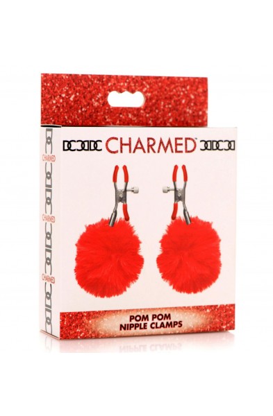Pom Pom Nipple Clamps - Red