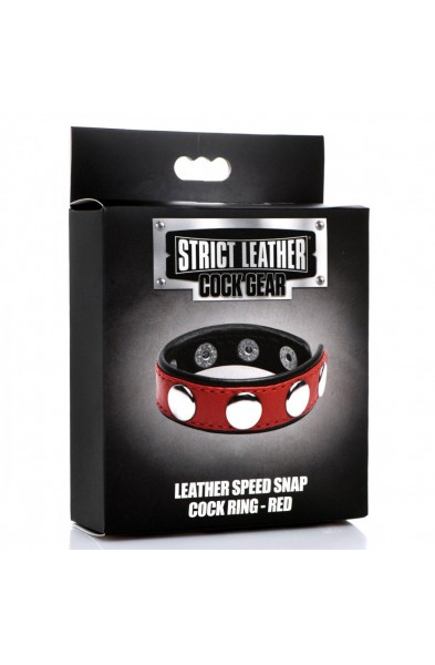 Cock Gear Leather Speed Snap Cock Ring - Red