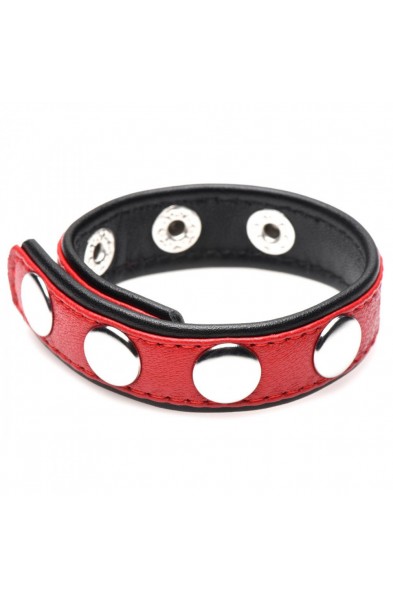 Cock Gear Leather Speed Snap Cock Ring - Red