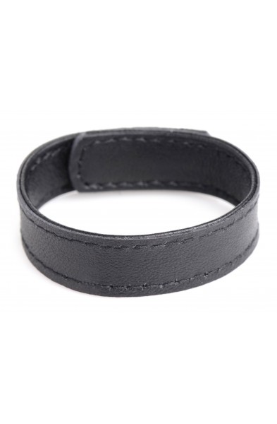 Leather and Velcro Cock Ring - Black