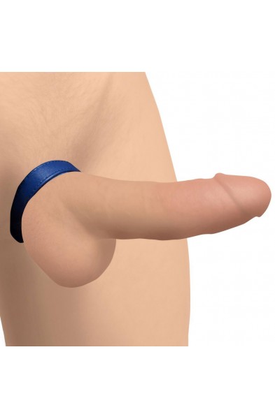 Leather and Velcro Cock Ring - Blue