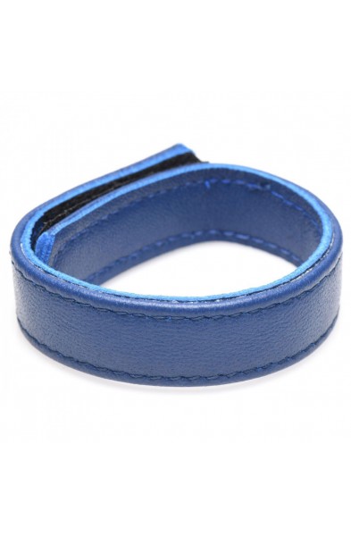 Leather and Velcro Cock Ring - Blue