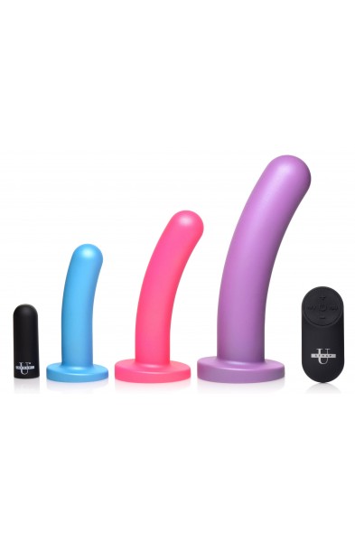 Triple Peg 28x Vibrating Silicone Dildo Set With Remote