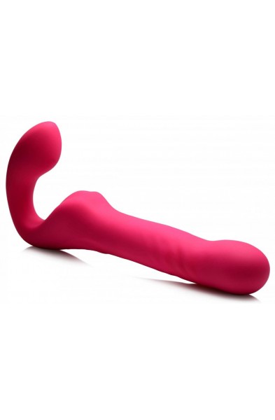 Mighty-Thrust Thrusting and Vibrating Strapless  Strap-on With Remote  - Pink