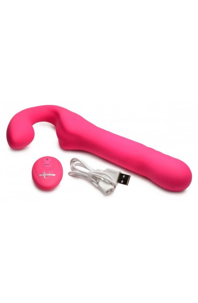 Mighty-Thrust Thrusting and Vibrating Strapless  Strap-on With Remote  - Pink