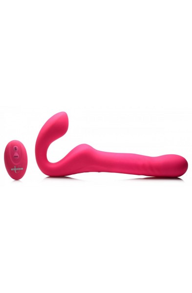 Mighty-Thrust Thrusting and Vibrating Strapless  Strap-on With Remote  - Pink