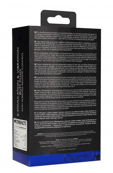 E-Stimulation and Vibration Butt Plug With Wireless Remote Control - Black