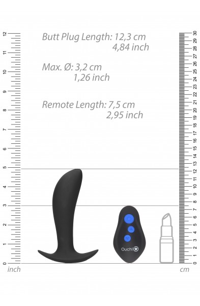 E-Stimulation and Vibration Butt Plug With Wireless Remote Control - Black