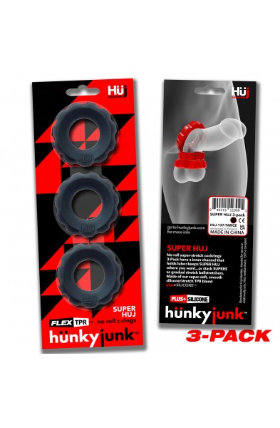 Super Huj - 3-Pack Cockrings - Tar Ice