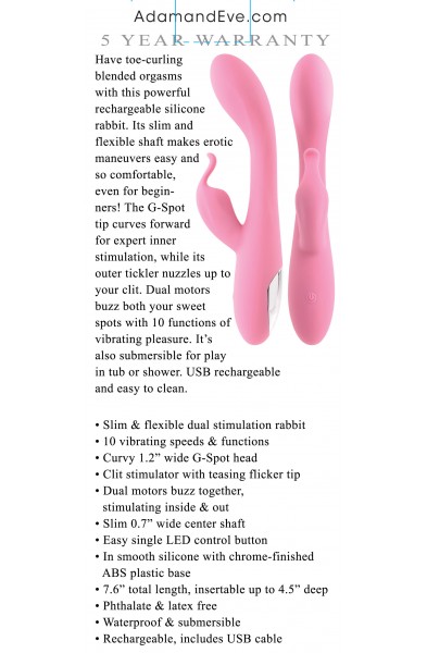 Eve's Rechargeable Slimline Rabbit - Pink