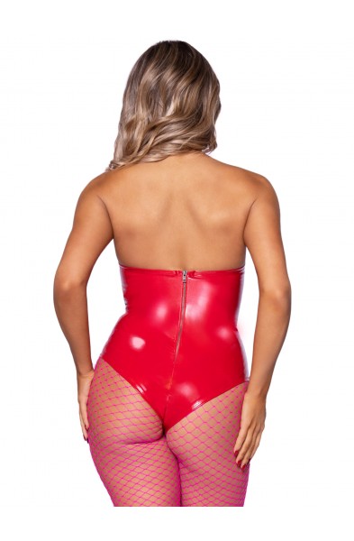 Vinyl Bodysuit - Medium - Red