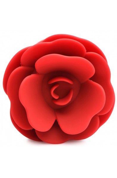 28x Silicone Vibrating Rose Anal Plug With Remote  - Medium