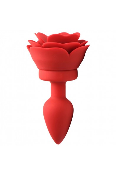 28x Silicone Vibrating Rose Anal Plug With Remote  - Small