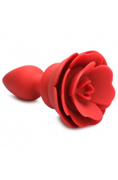 28x Silicone Vibrating Rose Anal Plug With Remote  - Small