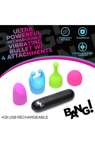 Bang - Rechargeable Bullet With 4 Attachments