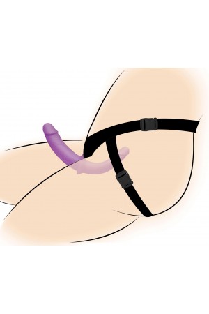 Double Charmer Silicone Double Dildo With Harness  - Purple