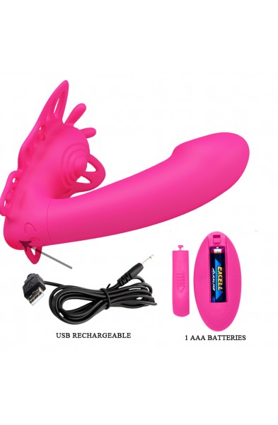 Pretty Love Katherine Wearable Butterfly Vibrator  - Fuchsia