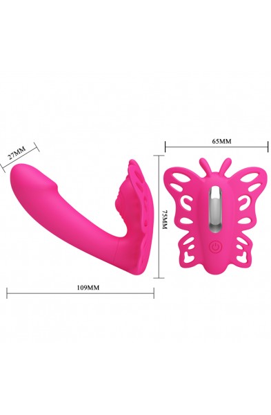 Pretty Love Katherine Wearable Butterfly Vibrator  - Fuchsia