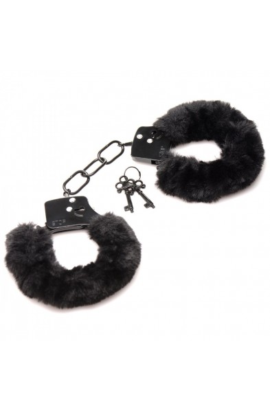 Cuffed in Fur Furry Handcuffs - Black
