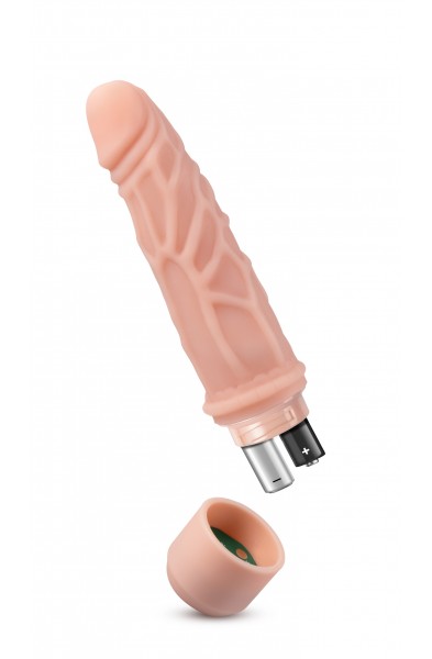 Dr. Skin Silicone - Dr. Robert - 7 Inch Vibrating  Dildo -Beige
