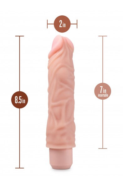 Dr. Skin Silicone - Dr. David - 8 Inch Vibrating  Dildo - Beige