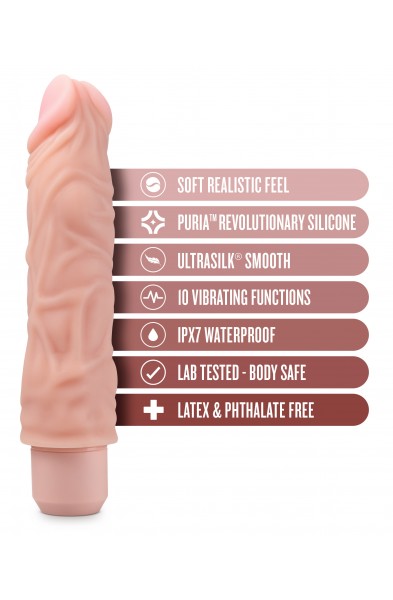 Dr. Skin Silicone - Dr. David - 8 Inch Vibrating  Dildo - Beige