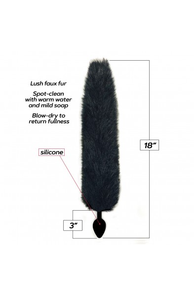 Foxy Fox Tail Silicone Butt Plug - Black