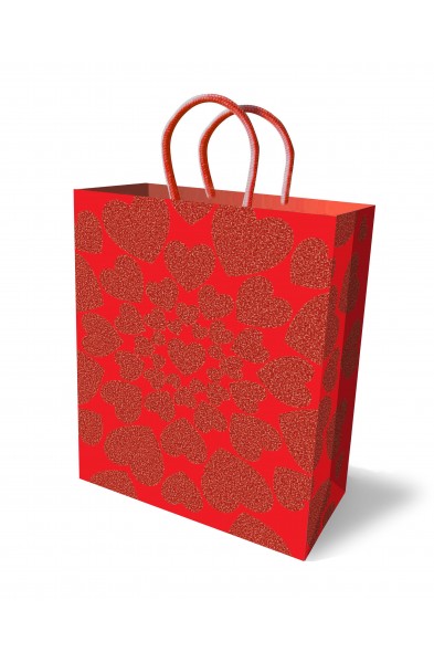 Glitter Heart Gift Bag - Red