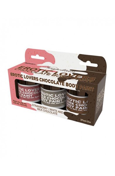 Erotic Lovers Chocolate Body Paint - Neapolitan -  White Chocolate, Milk Chocolate and Strawberry -  (3 Pack)