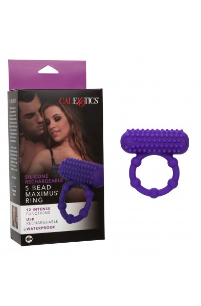 Silicone Rechargeable 5 Bead Maximus Ring - Purple