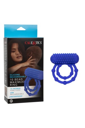Silicone Rechargeable 10 Bead Maximus Ring - Blue